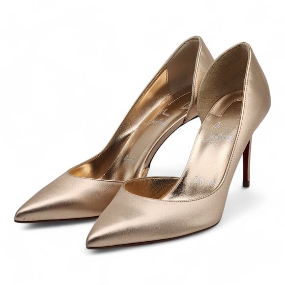 Christian Louboutin Iriza Pumps 85 - Calf Leather - Gold - 37.5 7 US $845 - Picture 2 of 13